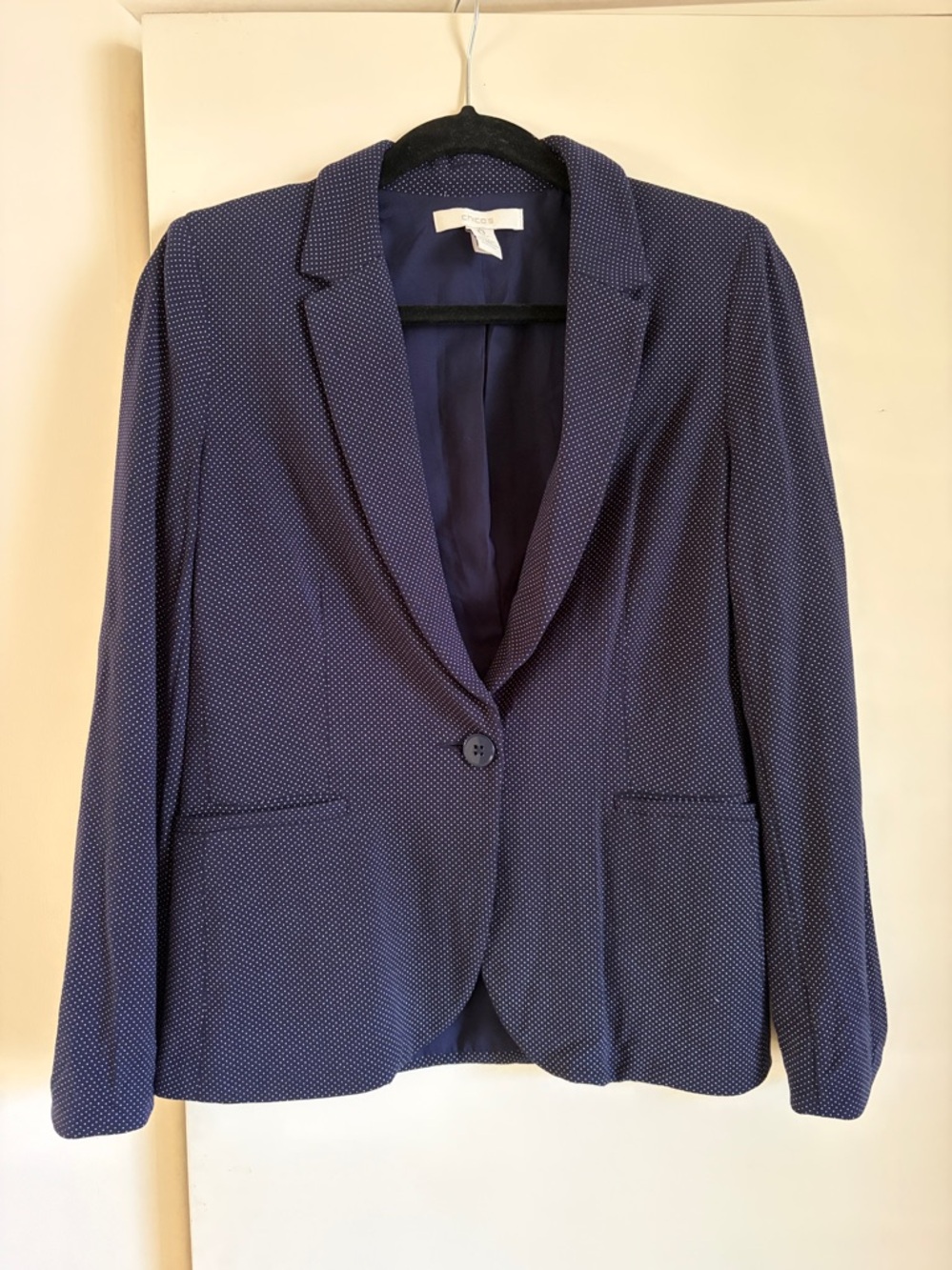 Chico’s Casual Navy Polka dots Blazer Size 0